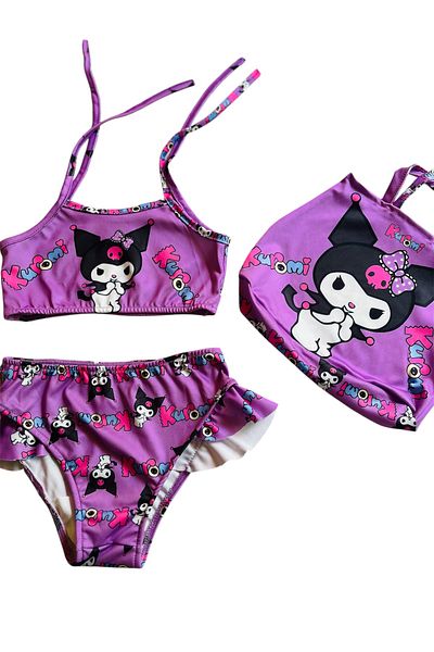 YUMİYUMM Girl's Character Purple Bag Bikini Set