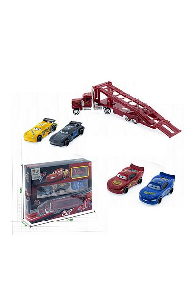 rexa variety of Disney Pixar Cars toys including Lightning McQueen and a car carrier truck