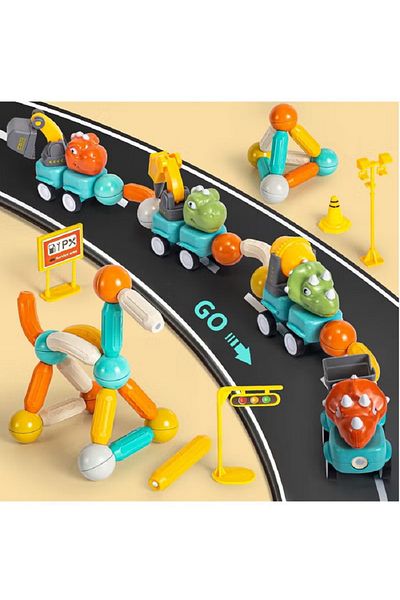rexa Magnetic Dinosaurs Blocks Magnets Sticks Toy Dinosaurs