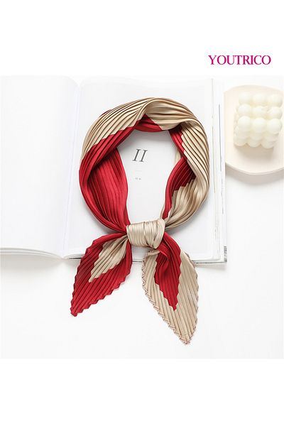 Youtrico Square Scarf-Sun Protective Summer Style Polka Dot Crinkle Pleat Faux Silk