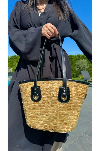 MARBERRY Beige Natural Straw Women's Bag – Medium Size 40X26X14 cm