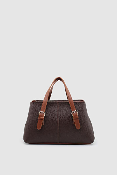 Wuclo Yenvi Belt Detailed Cross Strap Hand and Arm Bag Bitter Brown-Tan