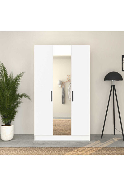Adore Mobilya Trendline 3 Kapaklı Aynalı Gardırop - Beyaz 120x207x53 cm