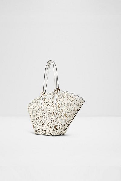 Aldo Jacinta - Women's Faux Leather White Top Zipper Medium Size Bag