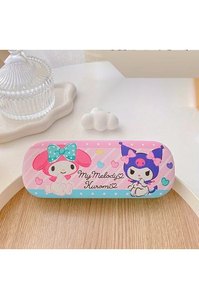 GlassySKY Cute My Melody and Kuromi Glasses Storage Box Glasses Container,Teenager Children Student