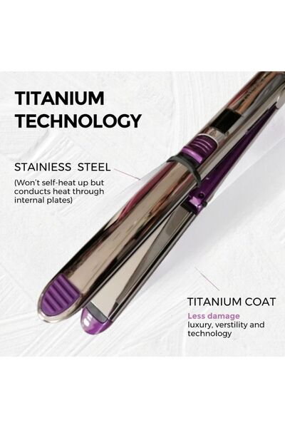 PINK MILK مكواة فرد الشعر من الفولاذ المقاوم للصدأ مع ألواح من التيتانيوم