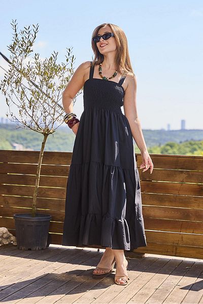 Raneel Kazançlı Alışveriş Gipeli Strap Women's Long Dress Black