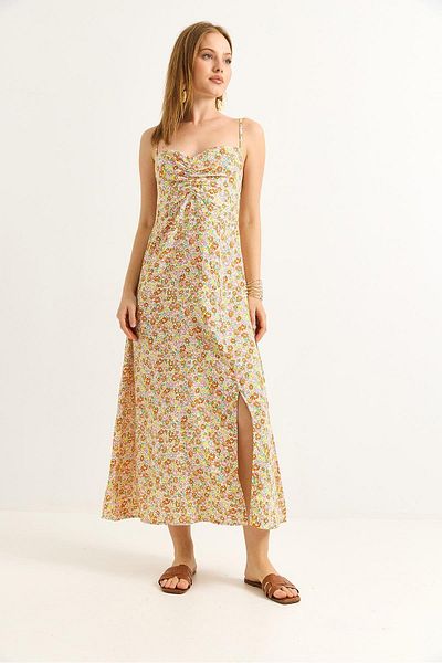 Raneel Kazançlı Alışveriş Half Slit Long Dress with Rope Strap Mixed