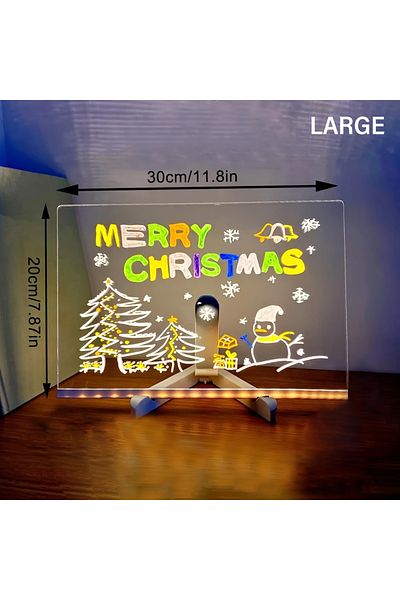 Choice 30x20cm LED light up acrylic message board Erasable USB Children's Drawing Board CIY for Birthday Gi