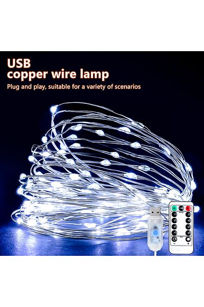 Choice 20M WHITE 5M/10M/20M USB LED String Lights Copper Silver Wire Garland Light Waterproof Fairy Lights