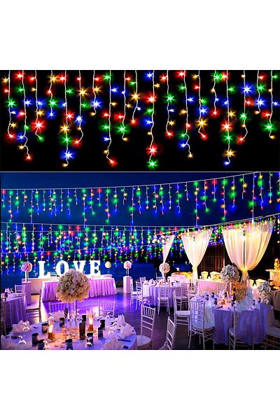 Choice 220V EU Plug Multicolor 4M LED Curtain Icicle String lights Christmas Garland Faiy Light Droop 0.4-0
