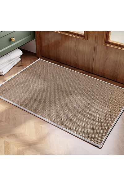 Choice 45cmx150cm grey Linen Weave Kitchen Floor Mat Anti-slip Washed Rug Rubber Bottom Natural Twill Flax