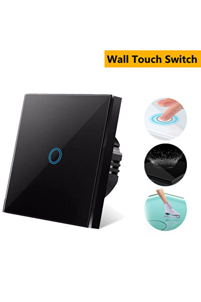 Choice مفتاح إضاءة حائطي أسود 1 عصابة الاتحاد الأوروبي يعمل باللمس LED مزود ب...