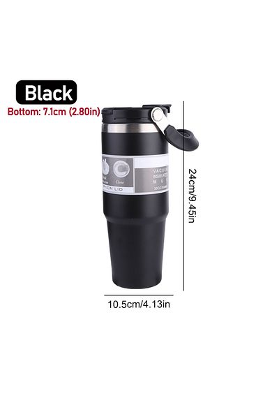 Shunmaii Black 30oz Vacuum Insulated Cup with Handle Double-Layer Insulated Cup Stainless Steel Sports Water