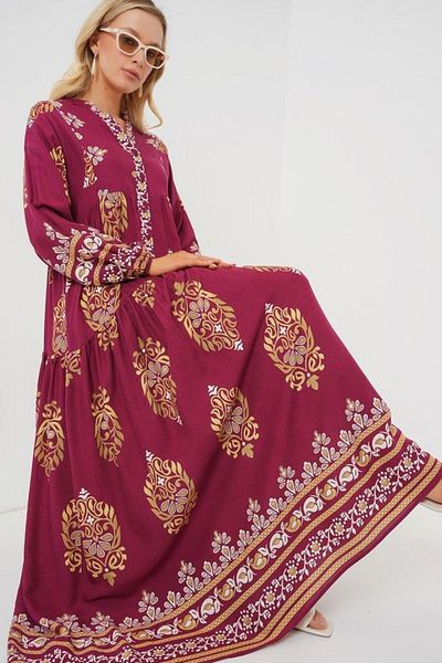 Aymood 2423 Rochie Hijab cu model autentic - Z.Burgundy