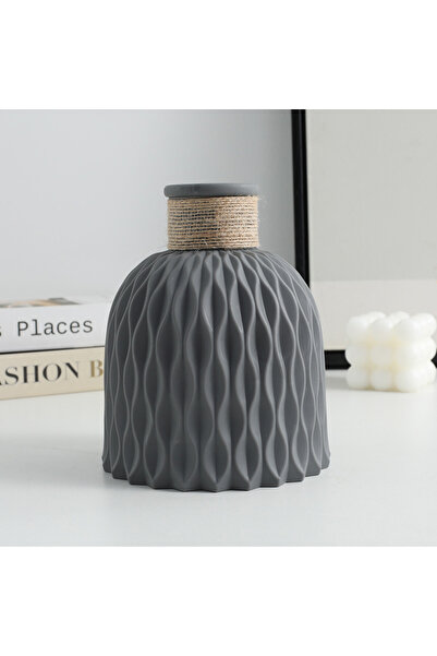 Choice قطعة واحدة من مزهرية بلاستيكية رمادية اللون على شكل موجة مائية، مزهرية بلاستيكية على شكل موجة، ترتيب أصيص زهور على الطراز الاسكندنافي الحديث