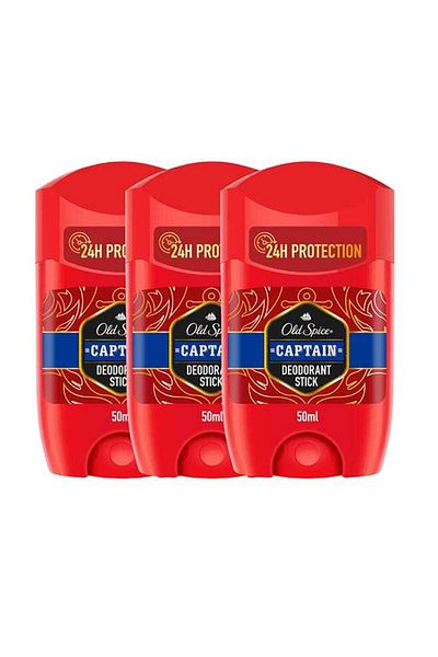 Old Spice Captain Deodorant Stick, Pack of 3 50ml