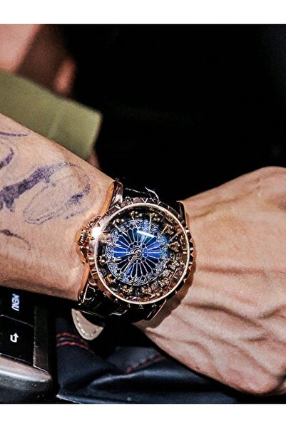 Choice ساعة كوارتز رجالية رياضية عصرية باللون الذهبي الوردي والأسود، ساعة رجا...