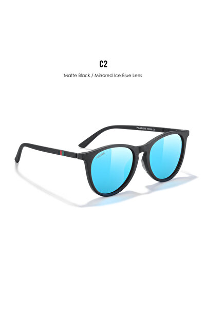 Choice4 C2 Ice Blue Mirror KDEAM Round Shaped Oversized Sunglasses Women The Polarized Lens & Flexible Rubbe