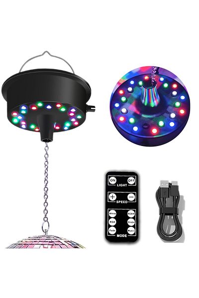 Choice Type-C USB Mirrors Ball Motor with Remote, 5-10 RPM Disco Ball Adjustable Spinner with 23 RGBW LED