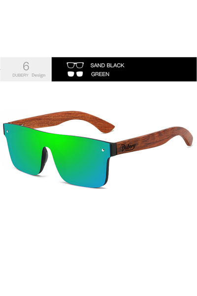 Choice3 Green6 DUBERY Wooden Polarized UV400 ProtectionSunglasses For Men And Women 6 Colors Model 219