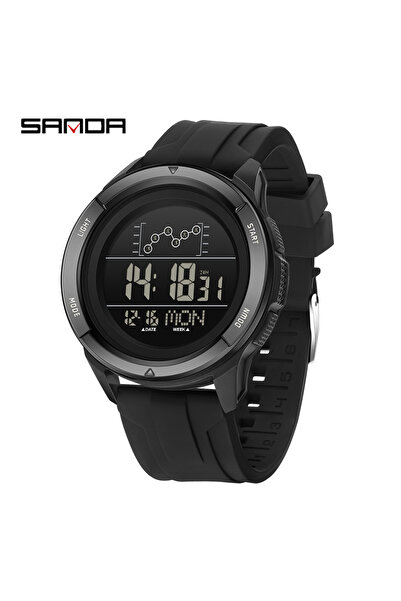 Choice ساعة GJ SANDA الإلكترونية السوداء بحزام من النايلون وشاشة رقمية وساعة منبه متعددة الوظائف للطلاب