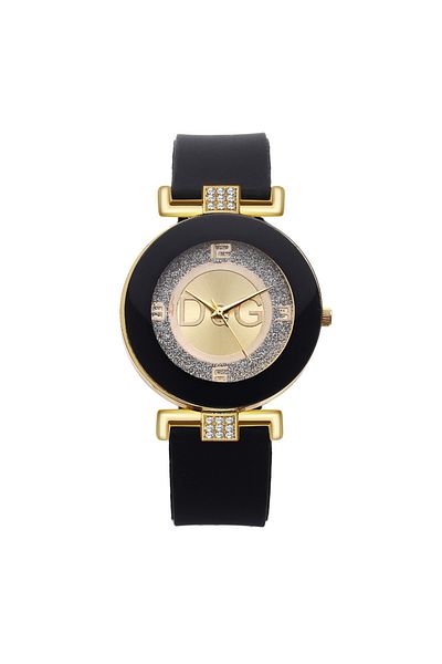 Choice black Fashion Ladies Simple Large Dial Quartz Watch Casual Sport Black White Silicone Women's Clock