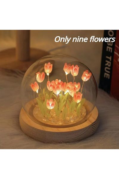 Choice 9 Pcs Flower Pink LED DIY Handmade Mini Tulip Night Light Materials Cute Home Decor Birthday Gift Fo