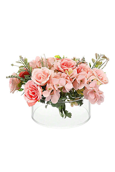 Choice مزهرية أكريليك دائرية شفافة مكونة من قطعة واحدة و12 فتحة ومزهرية مركزية متعددة الوظائف لسطح المكتب