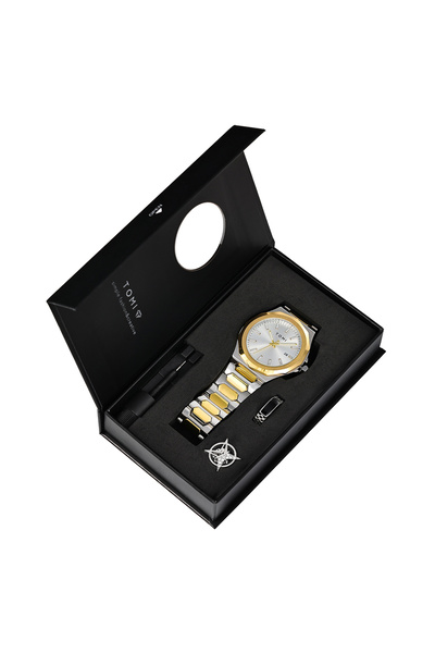 Choice4 Silver Gold TOMI Luxury Business Men's Watch Gift Box Set High Qualit...