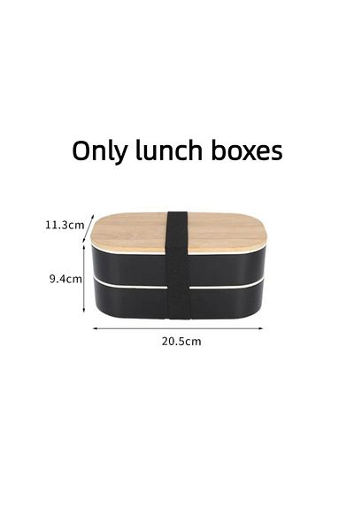Choice Black-A 1200ML Divided Lunch Box Picnic Microwave Wooden Cover Japanese Bento Box Portable Double La