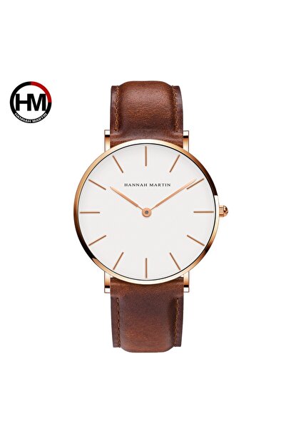 Choice ساعة يد رجالية مقاومة للماء مصنوعة من الجلد عالية الجودة بمينا ذهبي ور...