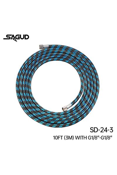 Choice SD-24-3 Airbrush Hose 1.8m 1/8” Thread Nylon Braided Air Hose and a Fitting Adapter 1/8” Male - 1/4”
