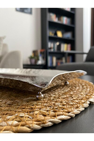 Layla Copper Dikdörtgen Gümüş Renk Dövme Desenli Bakır Kurabiyelik-Sunumluk 15*32 cm