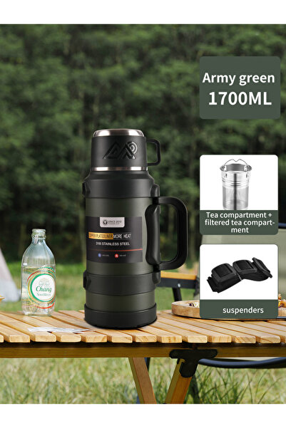 Choice ترمس كبير أخضر 1.7 لتر - ترمس من الفولاذ المقاوم للصدأ 1.7 لتر/2.0 لتر...
