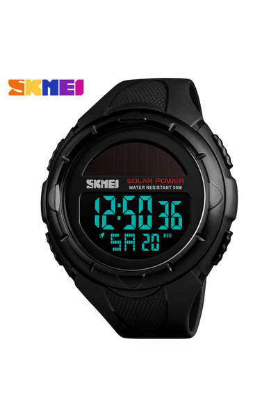 Skmei ساعة SKMEI سوداء للرجال ساعات رياضية رقمية مضيئة للرجال تعمل بالطاقة ال...