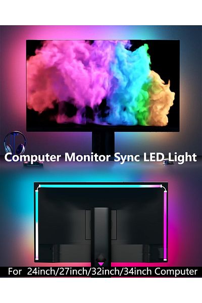 Choice For 27 inch pc USB 5V RGB LED Computer Sync Backlight with Adhesive, Dream Color RGB IC Strip Light