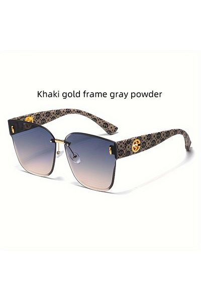 Choice Khaki Luxury Womens Sunglasses Large Frame UV Resistant Gradient Lens Trendy High End Face Contourin
