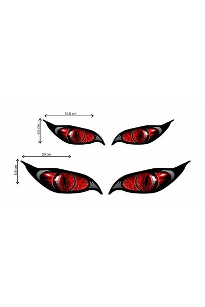 Quun Fard de pleoape Monster Eyes, Capotă, Bara de protecție, Mașină, Motocicletă, Cască, Laptop, Parbriz 4 buc.