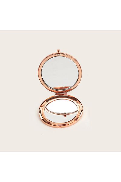 Choice RoseGold Round Double Side Metal Pocket Mirror Makeup Folding Mirror Hand Held Make Up Mini Mirror C