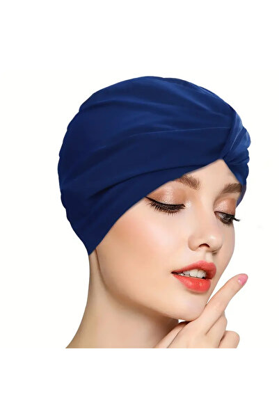 Choice قبعة سباحة زرقاء مضادة للانزلاق مقاس واحد للشعر الطويل والمجعد والكثيف...