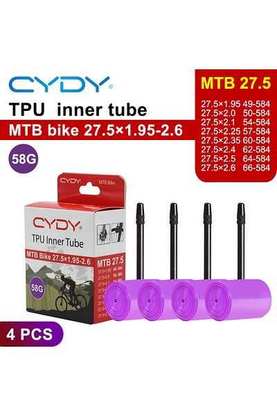 Choice 45mm 27.5x1.95-2.6 4pcs CYDY MTB TPU Bicycle Inner Tube 26''/27.5''/29''x1.95 2.0 2.1 2.25 2.35 2.4