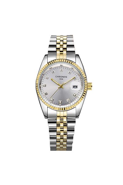 Choice CH2904 CHRONOS Men Luxury Rhinestone Watch Gold Waterproof Stainless Steel Bracelet Calendar Wrist W