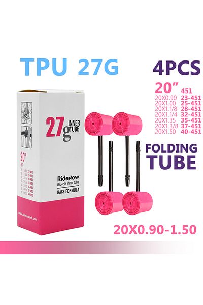 Choice Presta Valve 65mm 20x0.9-1.5 451 4PC RideNow TPU Folding Bike Inner Tube 20" 451 16" 349 18" 355x0.9