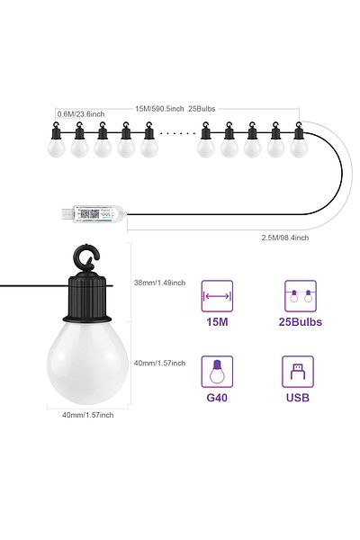 Choice 30M 50Bulbs Outdoor Waterproof LED String Light USB 15M 25 Bulbs Fairy Lights Bluetooth LED Garland