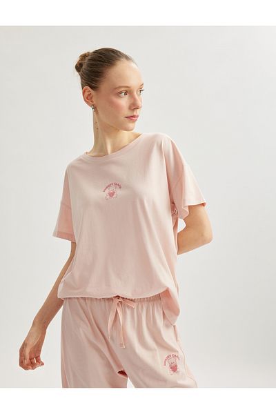 Koton Cotton printed detail short sleeve pajama set.