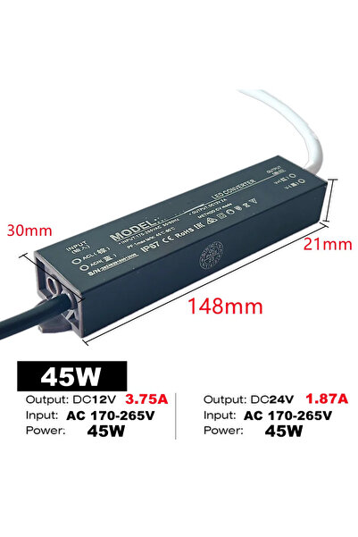 Choice7 DC 24V 45W Waterproof Power Supply IP67 IP68 Lighting Transformer AC2...