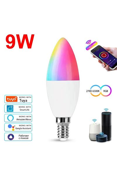 Choice Yes 9W Bulb Tuya E14 WiFi Smart Light Bulb 220V 5/7/9W Brightness Adjustment APP Connection Alexa Go