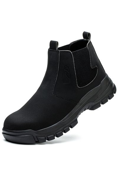 Choice 44 Black Waterproof Men's Safety Work Boots Steel Toe Shoes Anti Impact And Anti-Puncture Outdoor Ad