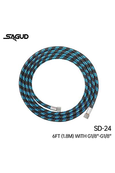 Choice SD-24 Airbrush Hose 1.8m 1/8” Thread Nylon Braided Air Hose and a Fitting Adapter 1/8” Male - 1/4” F